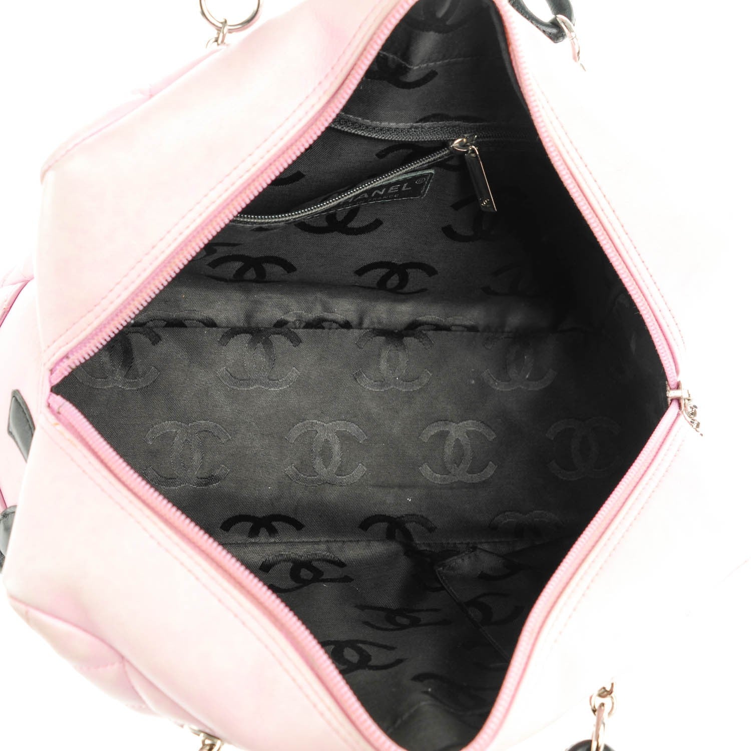 Chanel Calfskin Quilted Large Cambon Bowler Pink Black 6 of 10