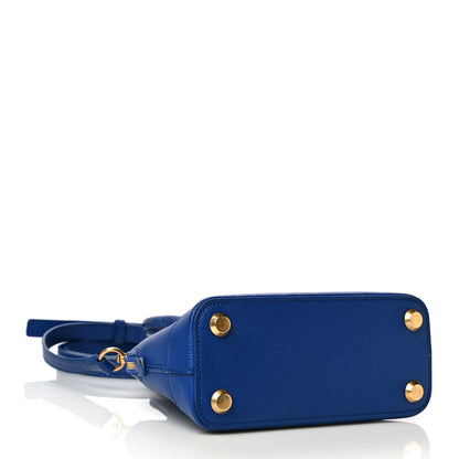 Balenciaga Signature Grained Calfskin Logo XXS Ville Top Handle Bag Bleu Roi White 3 of 20