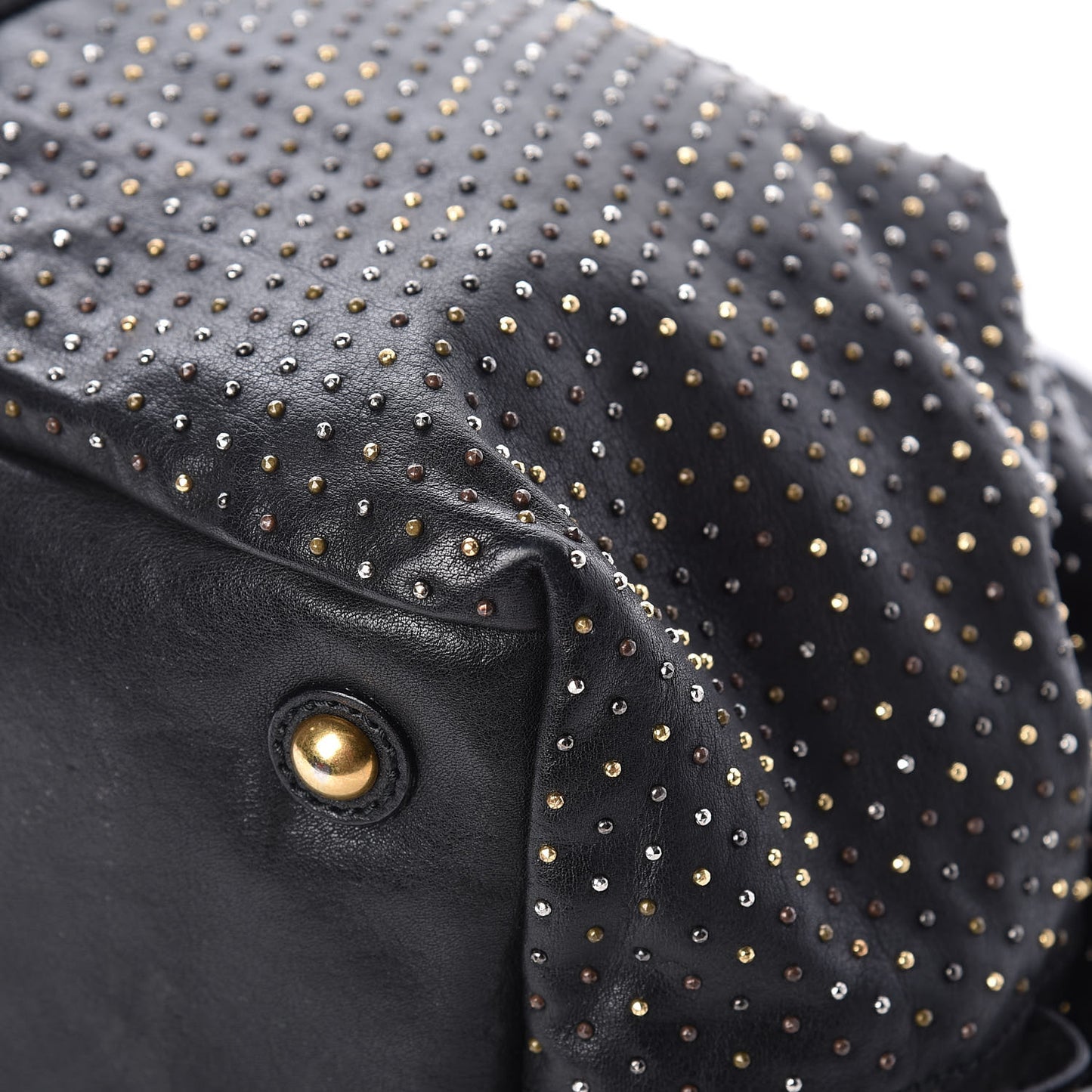 Calfskin Rock Studded Easy Sac Black