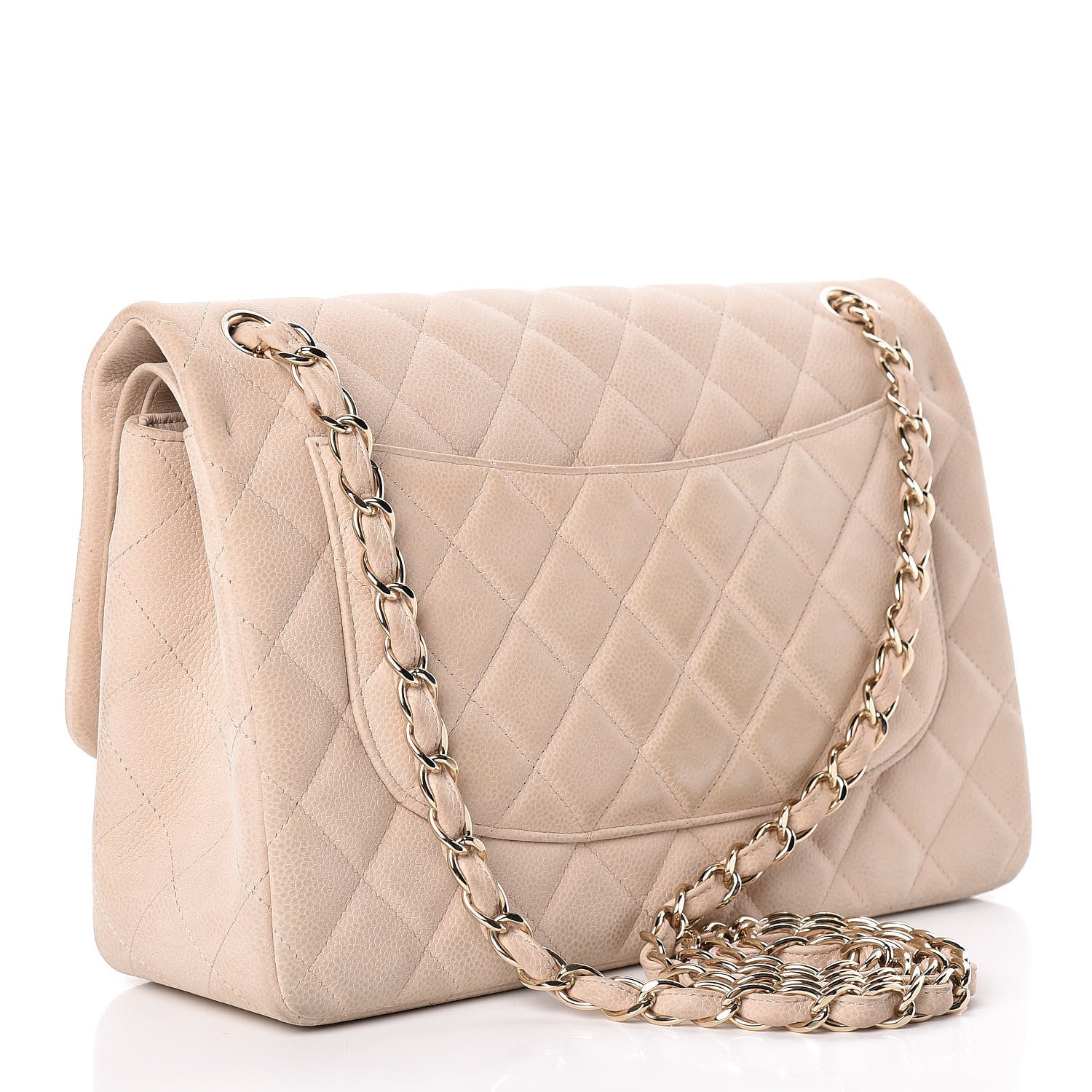 Chanel Iridescent Caviar Quilted Jumbo Double Flap Beige 3 of 14
