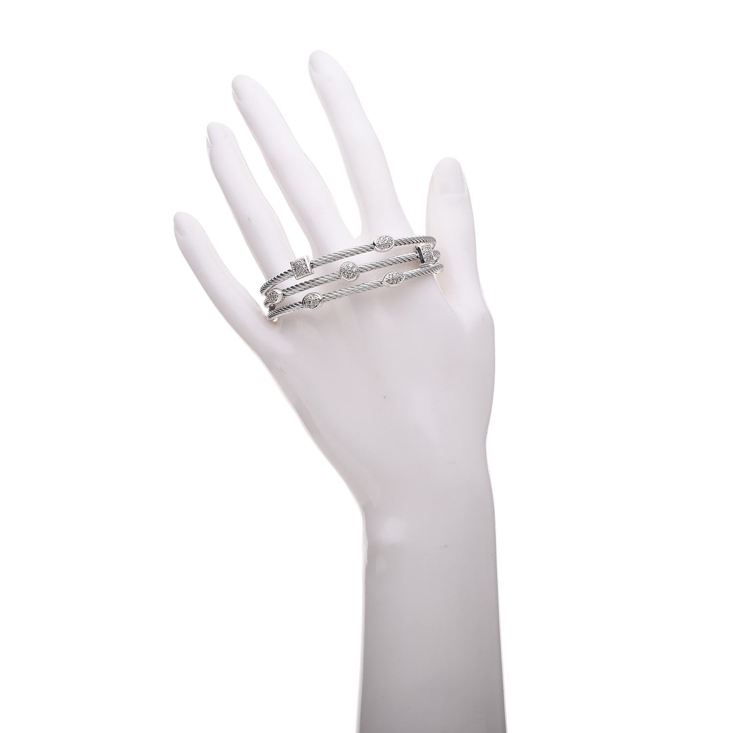 Sterling Silver Diamond Three Row Confetti Cuff Bracelet