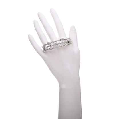 David Yurman Sterling Silver Diamond Three Row Confetti Cuff Bracelet 2 of 5