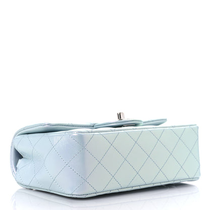 Chanel Iridescent Calfskin Quilted Mini Rectangular Flap Light Blue 4 of 10