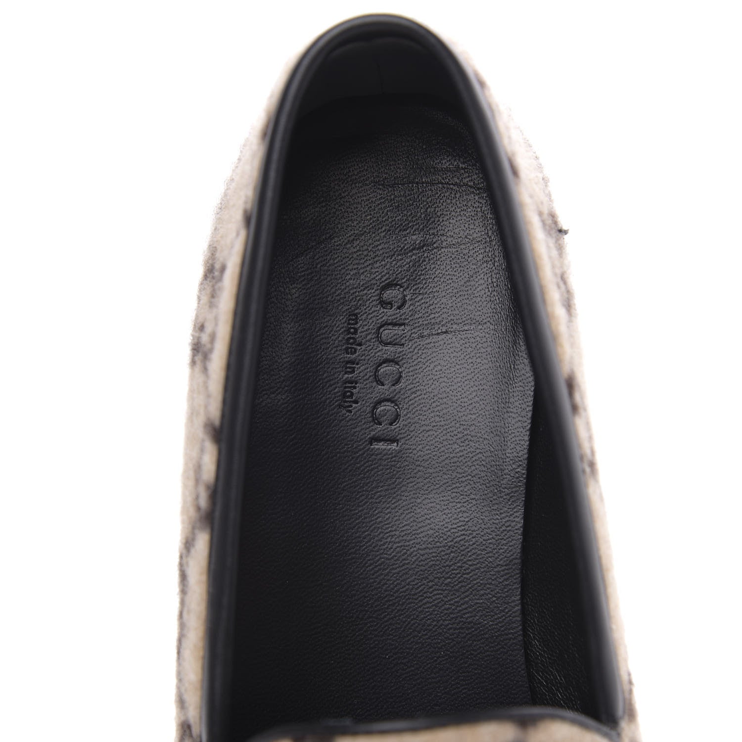Gucci Covered Wool GG Monogram Womens Jordaan Loafers 38 Beige Ebony Black 6 of 9