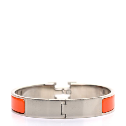 Hermes Enamel Narrow Clic Clac H Bracelet GM Orange White 3 of 4