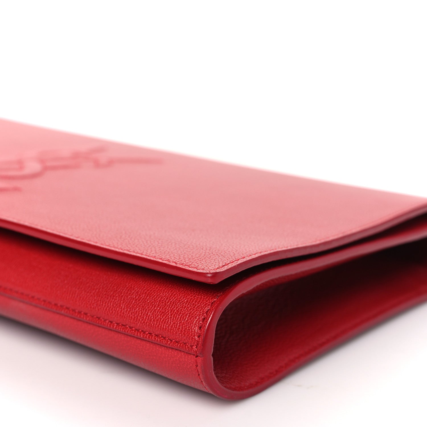 Saint Laurent Calfskin Monogram Large Belle De Jour Clutch Red 9 of 9