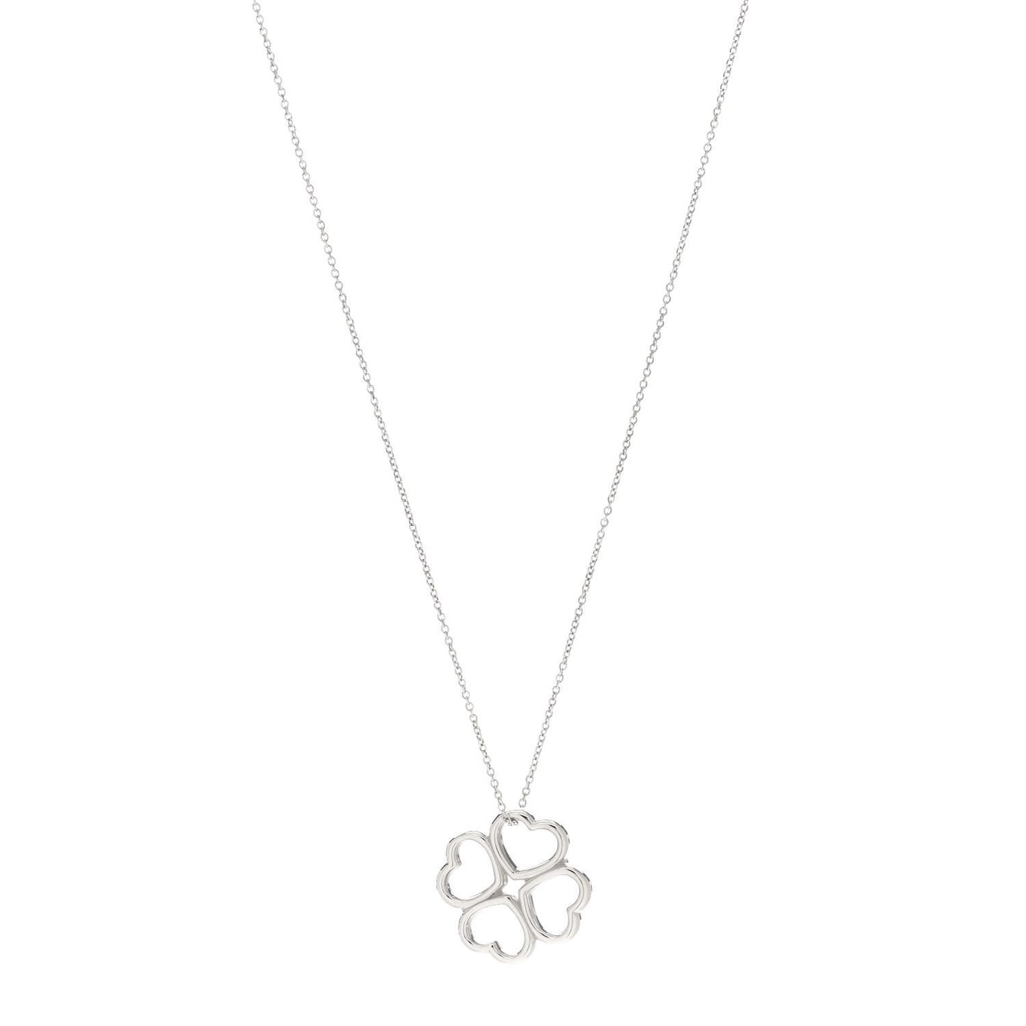 Sterling Silver Four Hearts Clover Pendant Necklace