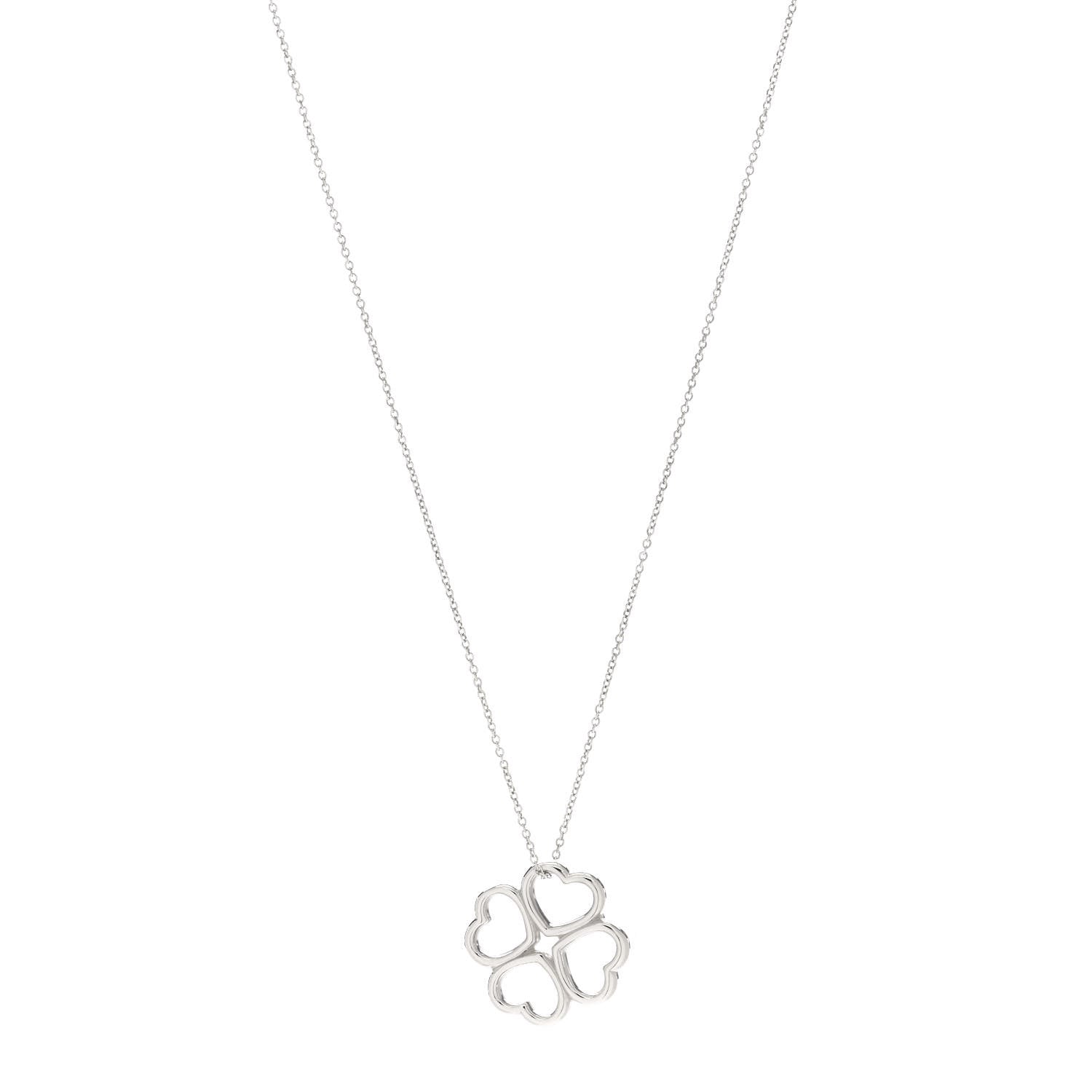 Tiffany Sterling Silver Four Hearts Clover Pendant Necklace 1 of 7