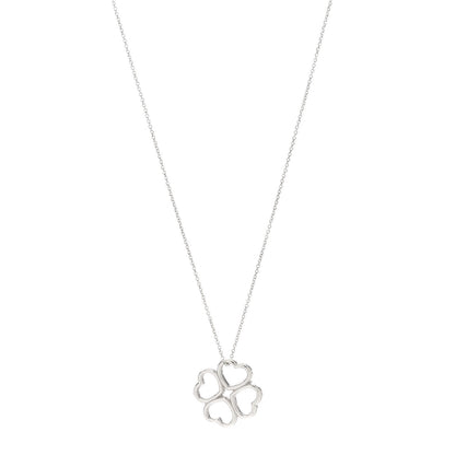 Tiffany Sterling Silver Four Hearts Clover Pendant Necklace 1 of 7