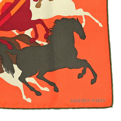 Hermes Silk Ex Libris En Camouflage Scarf 90 Orange 2 of 5