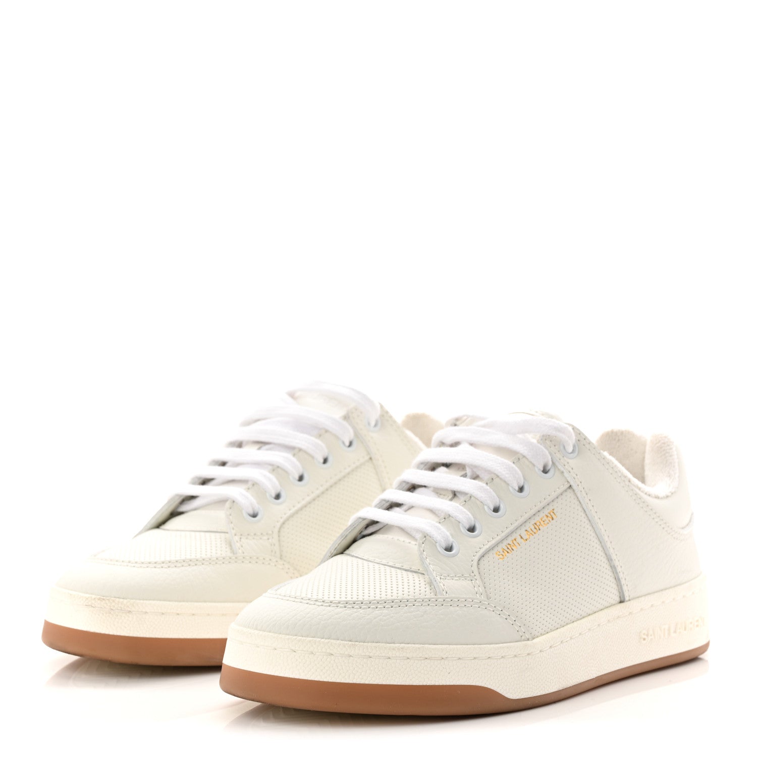 Saint Laurent Calfskin Perforated Womens Sneakers 38.5 White 3 of 9