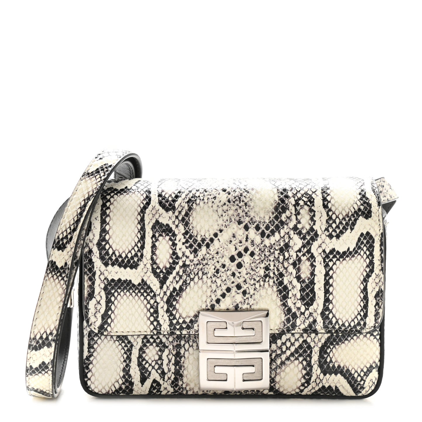 Calfskin Snake Embossed Small 4G Crossbody Black White