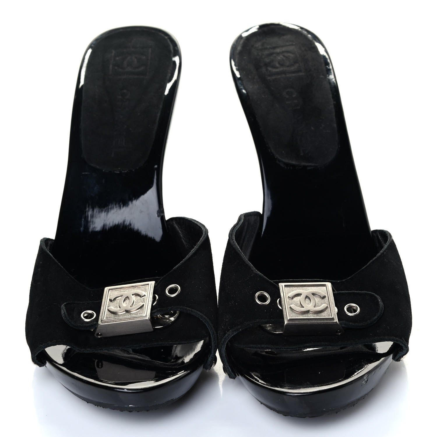 Chanel Suede CC Buckle Clogs 36 Black 4 of 6