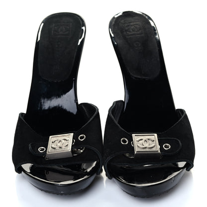 Chanel Suede CC Buckle Clogs 36 Black 4 of 6