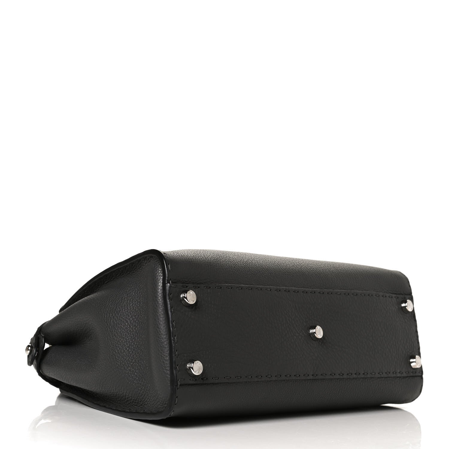 Fendi Cuoio Romano Selleria Bi-Color Medium Peekaboo Iconic Satchel Asfalto Latte 4 of 13