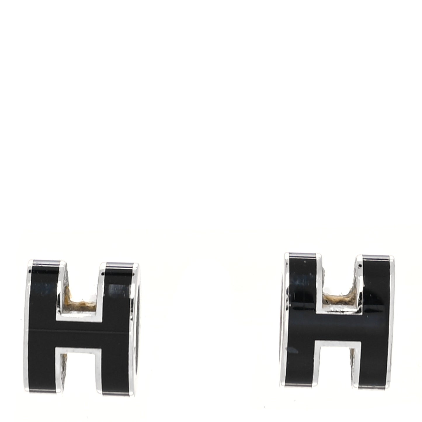 Palladium Lacquered Mini Pop H Earrings Black