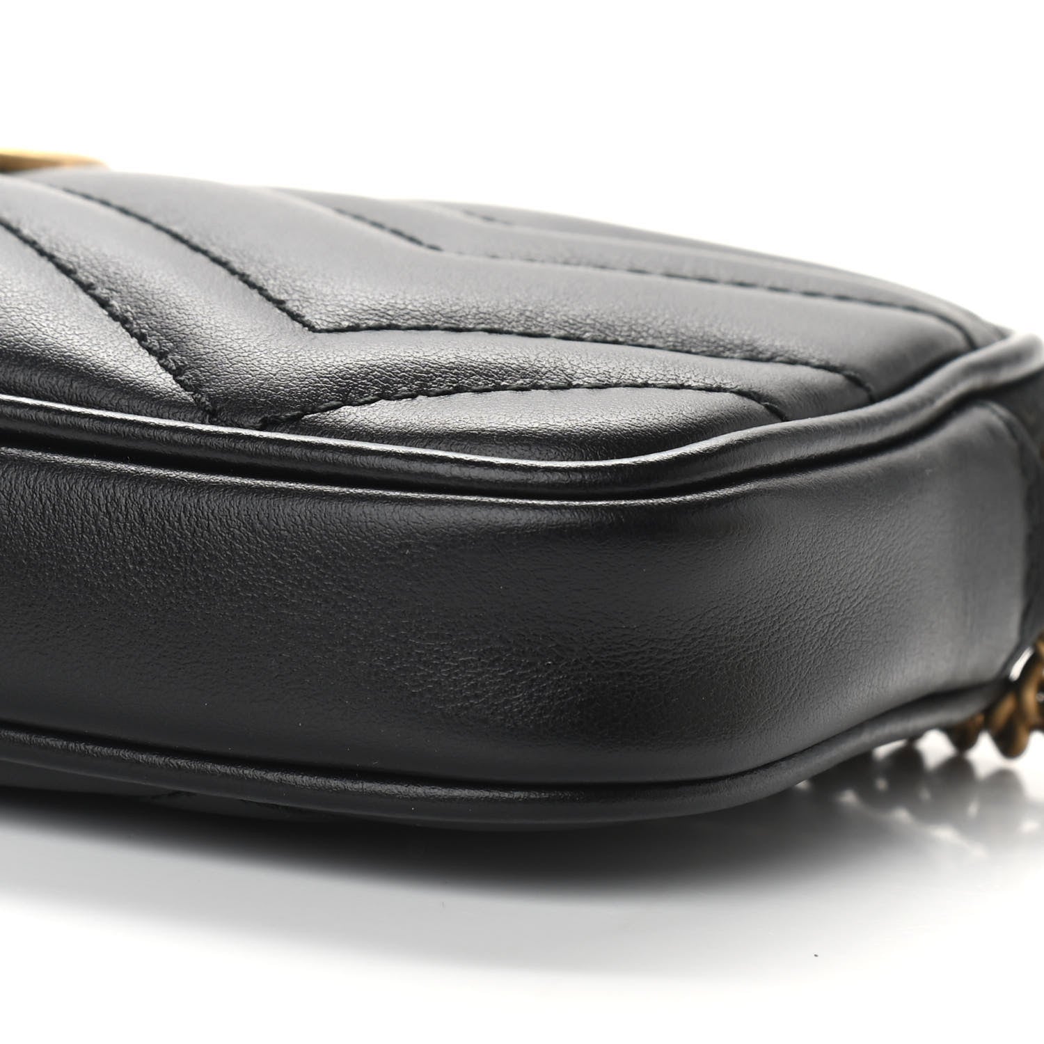 Gucci Calfskin Matelasse Mini GG Marmont Chain Crossbody Bag Black 9 of 9