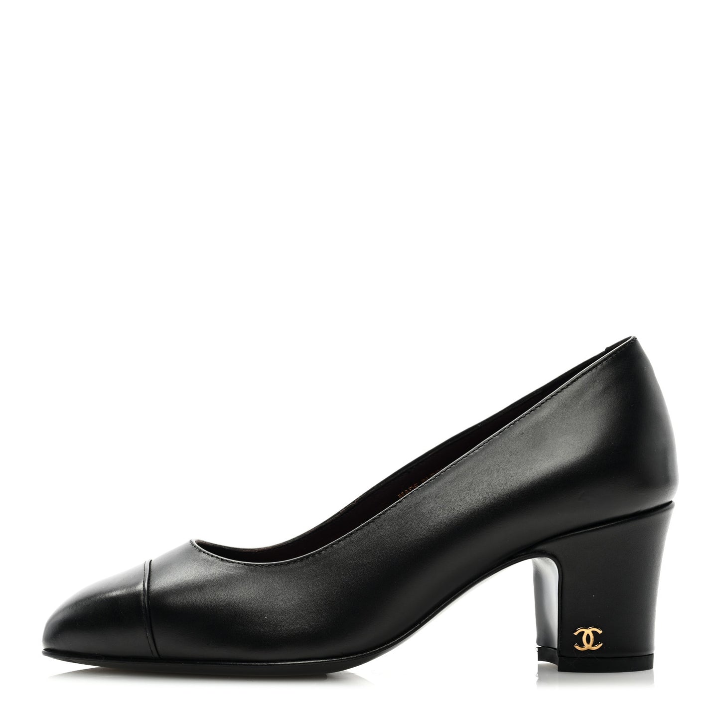 Lambskin Cap Toe CC Pumps 35.5 Black