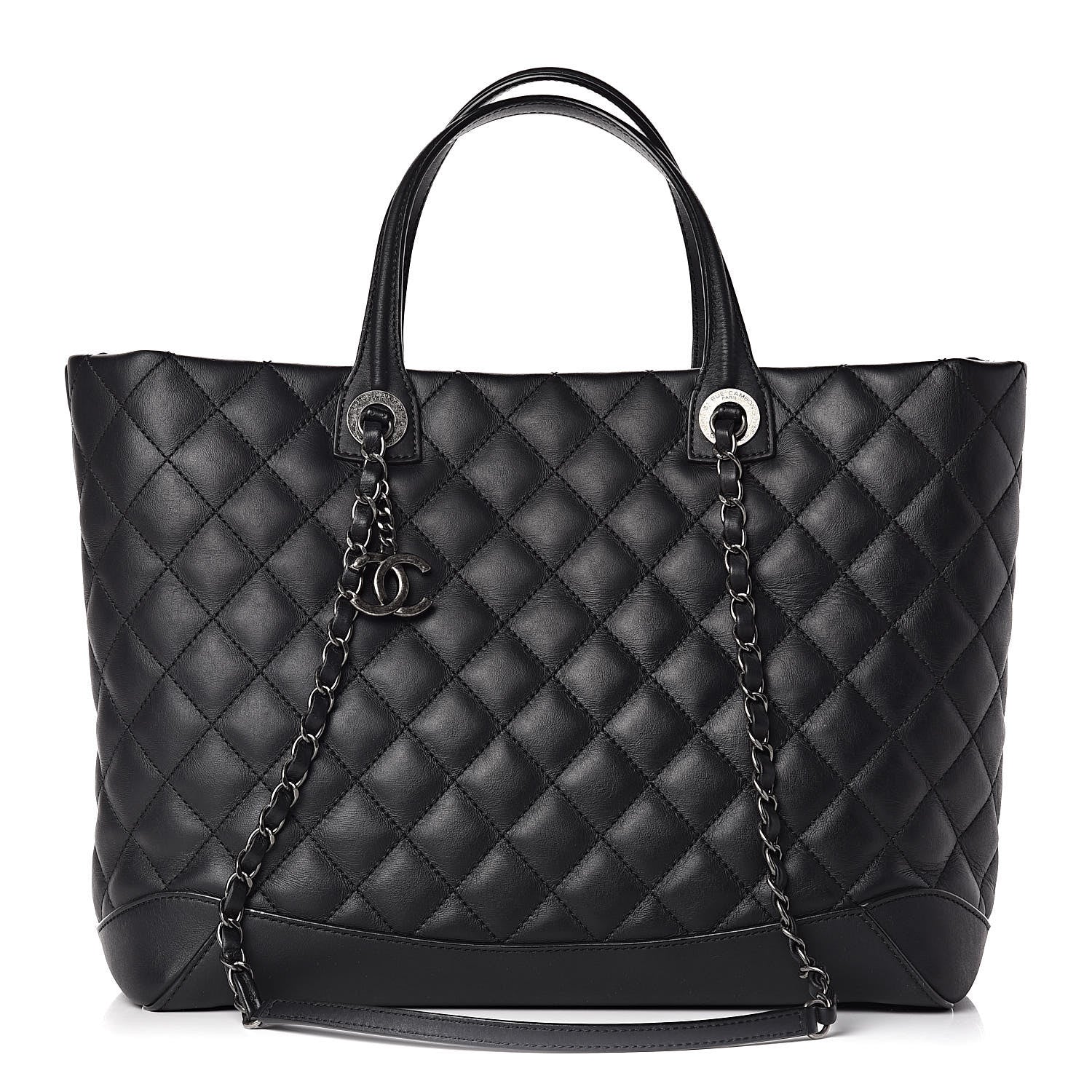 Chanel Calfskin Quilted Large Easy Shopping Tote Black 1 of 10