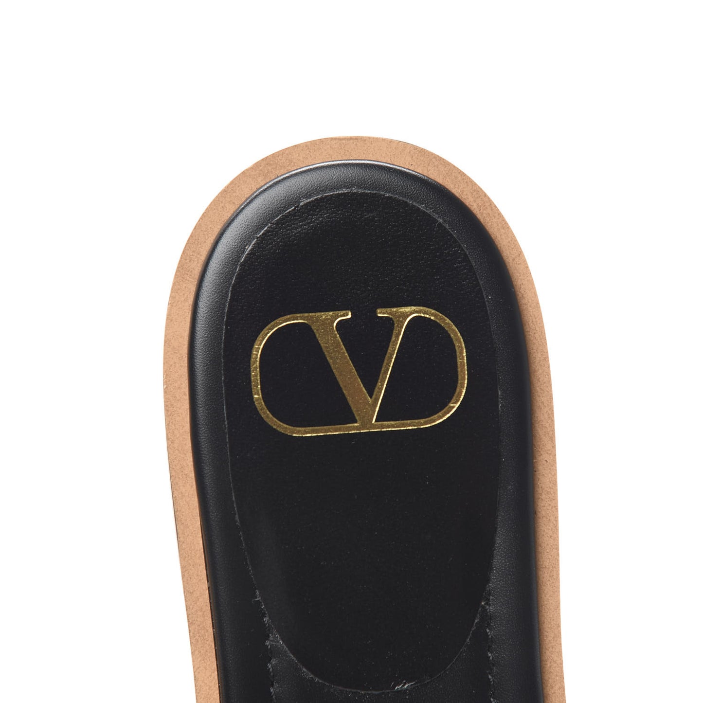 Calfskin Vlogo Flat Slide Sandals 38.5 Black