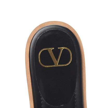 Valentino Garavani Calfskin Vlogo Flat Slide Sandals 38.5 Black 7 of 8