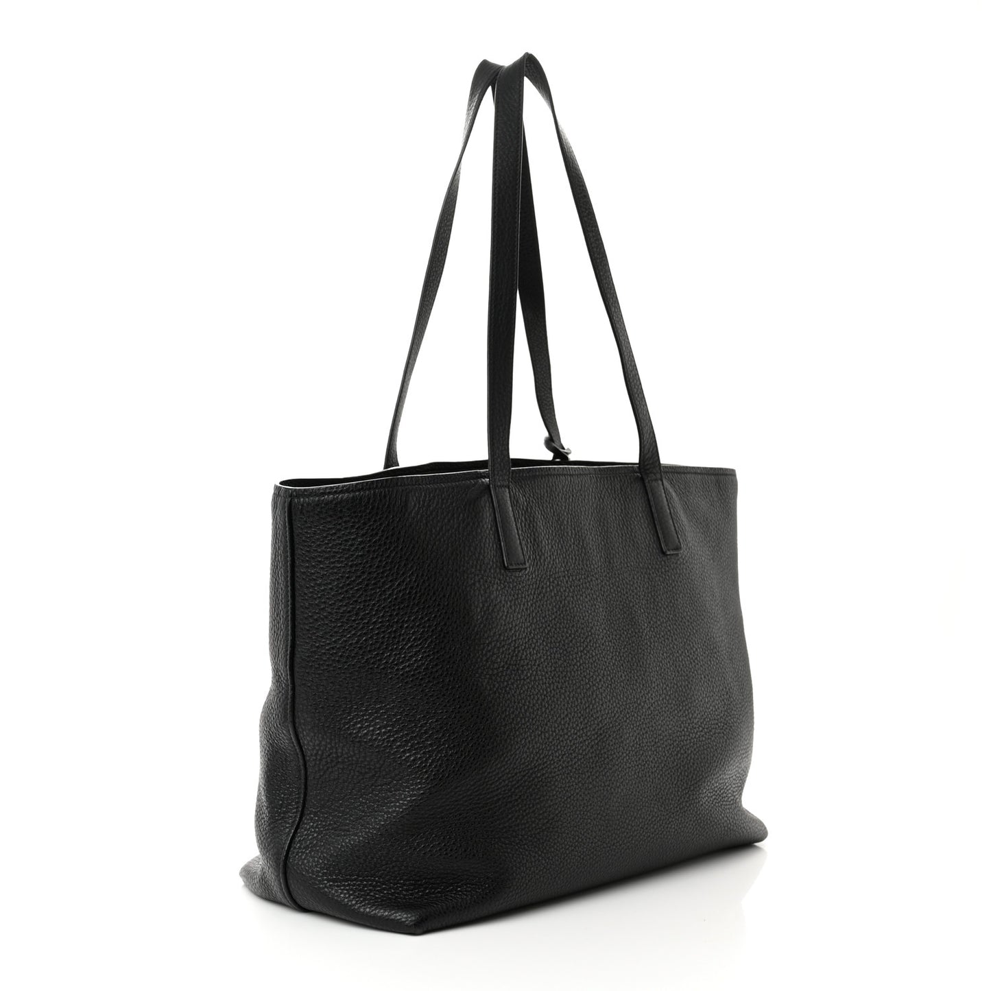 Vitello Daino Pocket Shopping Tote Black