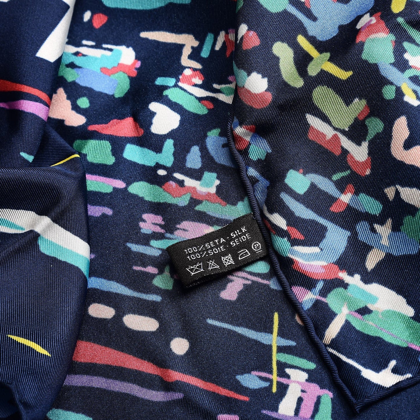 Silk CC Airlines Square Scarf Navy