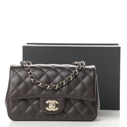 Chanel Lambskin Quilted Mini Rectangular Flap Dark Brown 12 of 12