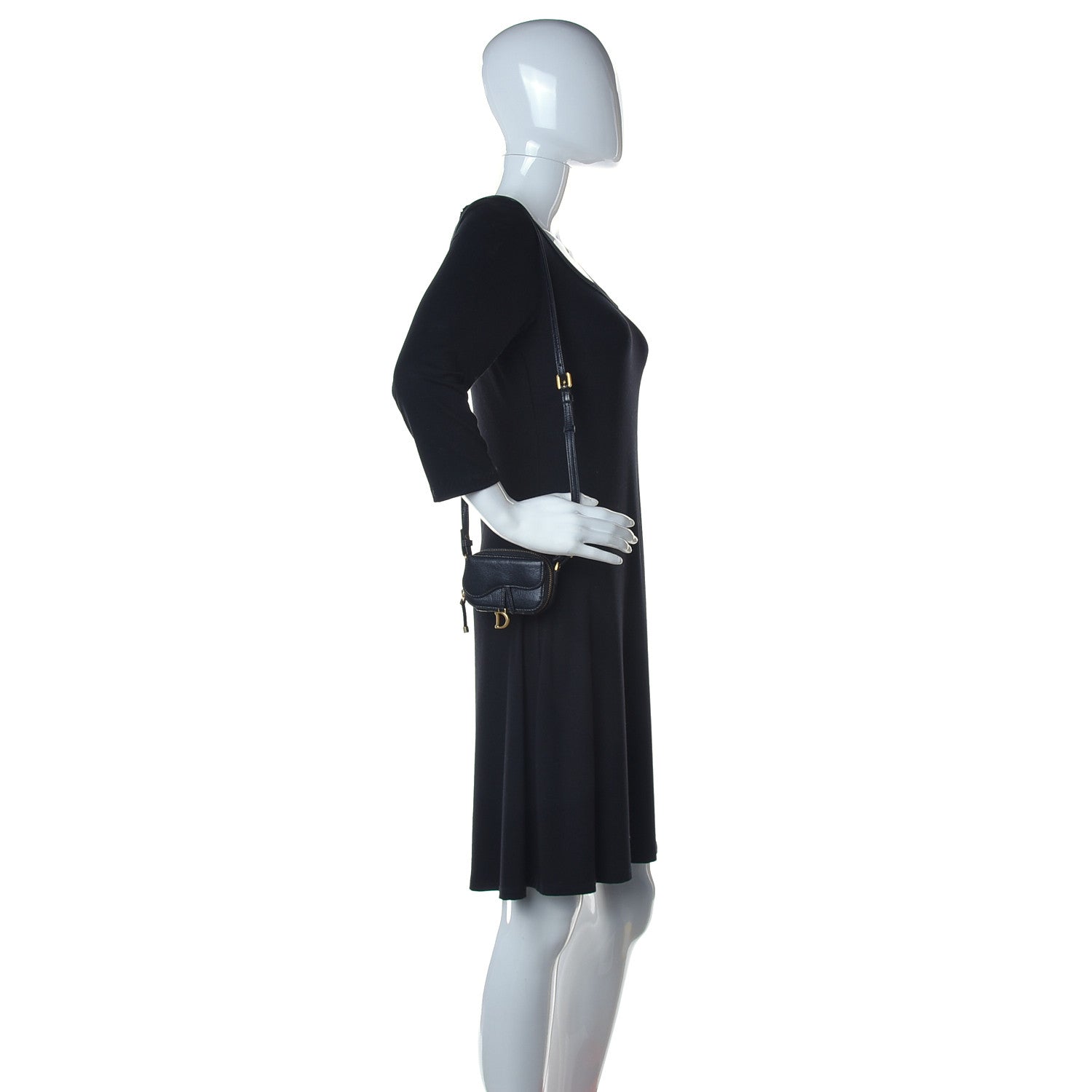 Christian Dior Goatskin Mini Saddle Shoulder Strap Pouch Black 2 of 8