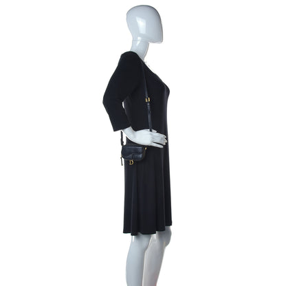 Christian Dior Goatskin Mini Saddle Shoulder Strap Pouch Black 2 of 8