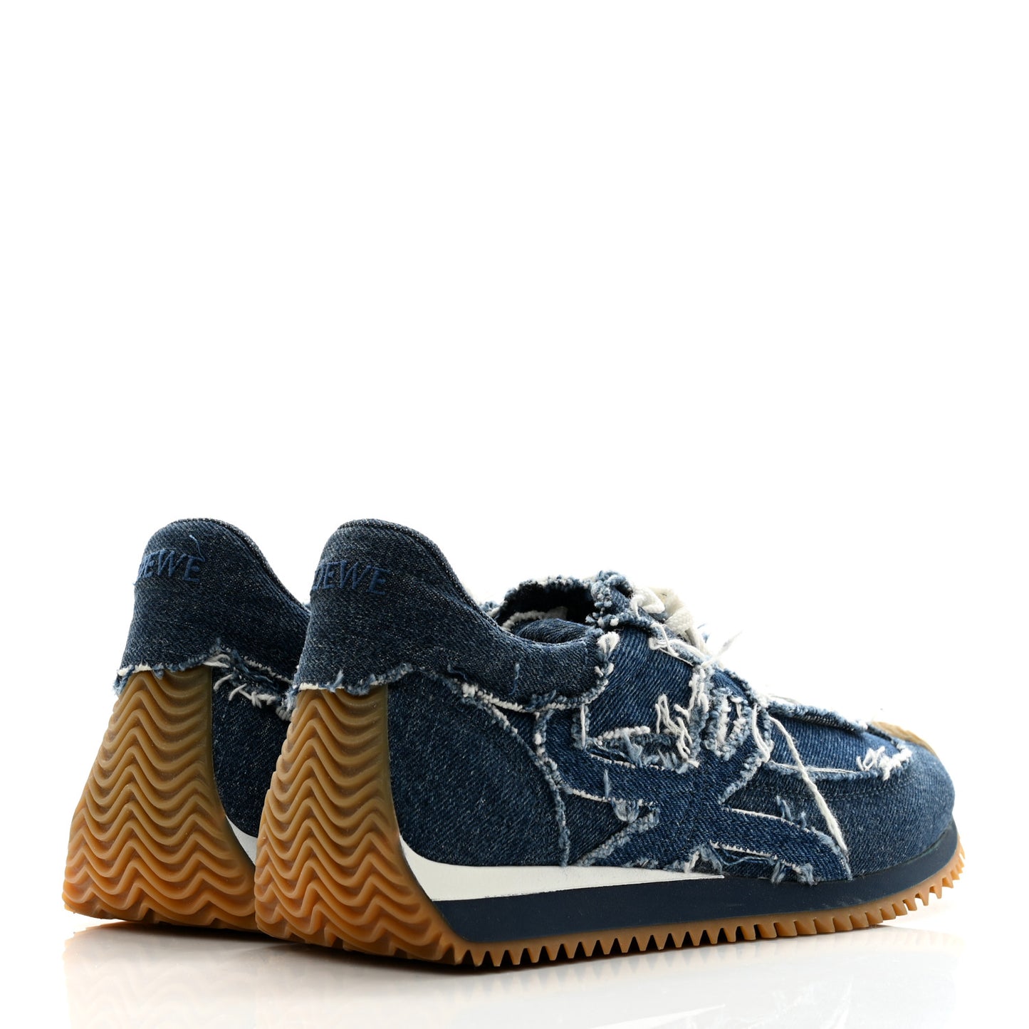Deconstructed Denim Flow Runner Sneakers 36 Blue