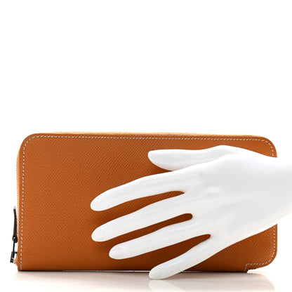 Hermes Epsom Silk'In Wallet Toffee Mykonos Bleu Ciel 2 of 11