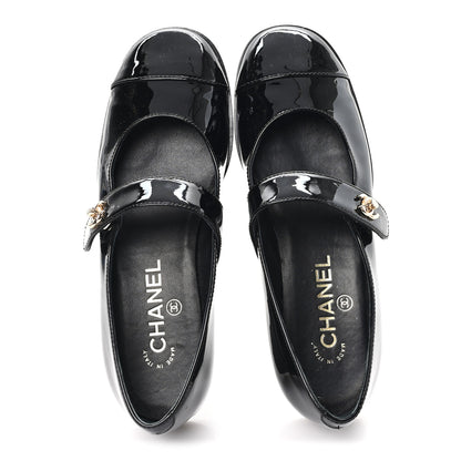 Chanel Patent Calfskin Mary Janes Flats 36.5 Black 2 of 10