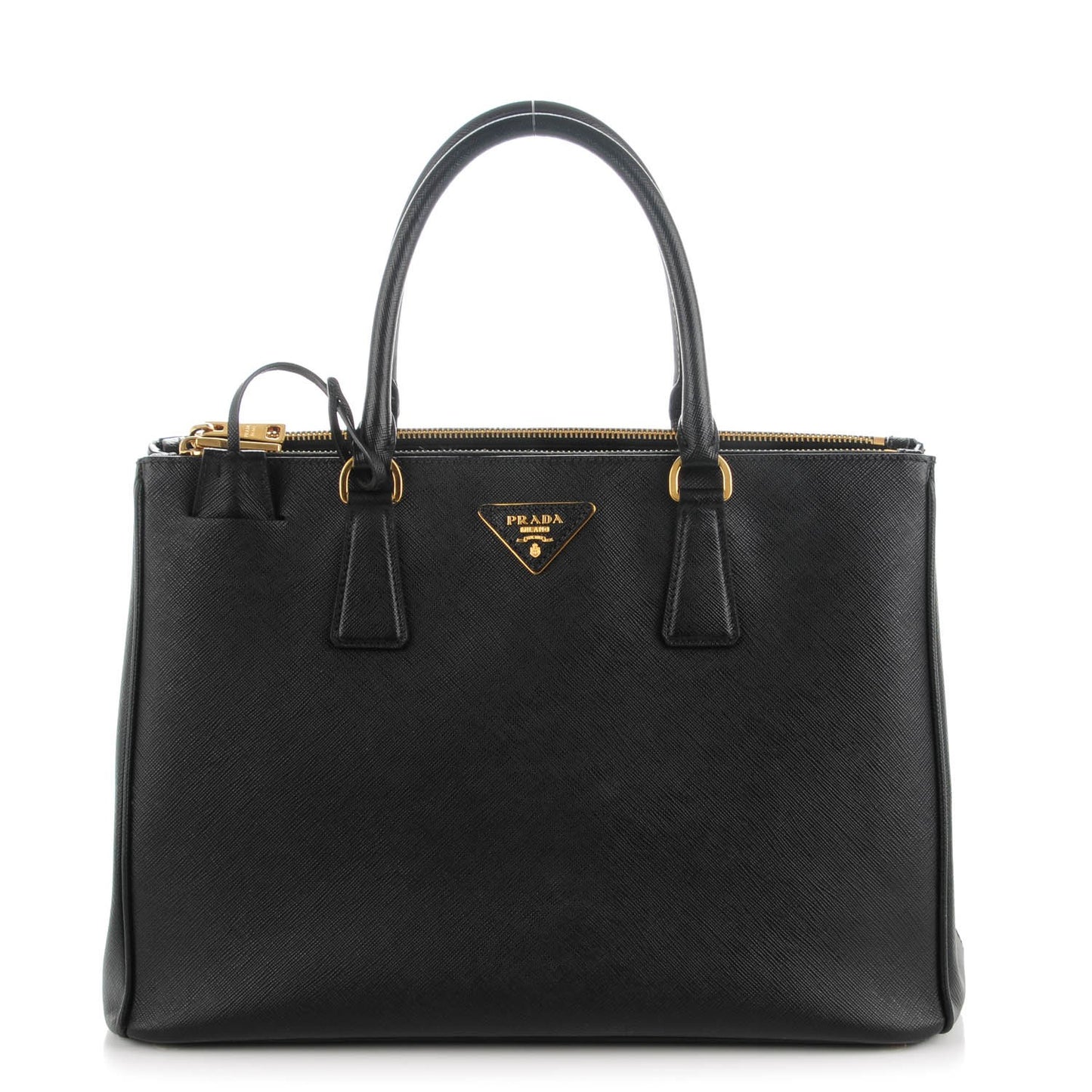Saffiano Medium Galleria Double Zip Tote Black