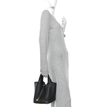 Hermes Taurillon Clemence Picotin Lock 22 MM Black 2 of 10