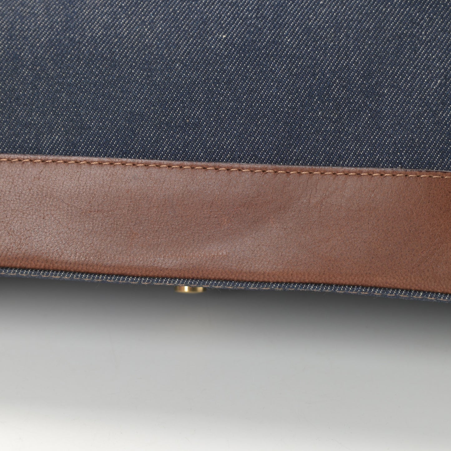 Denim Calfskin Street Chic Top Handle Bag Blue Brown