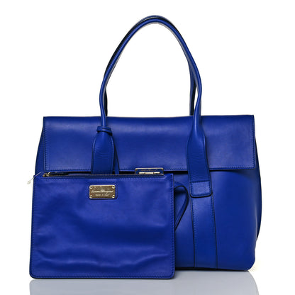 Salvatore Ferragamo Calfskin Sookie Shoulder Bag Blue 3 of 12