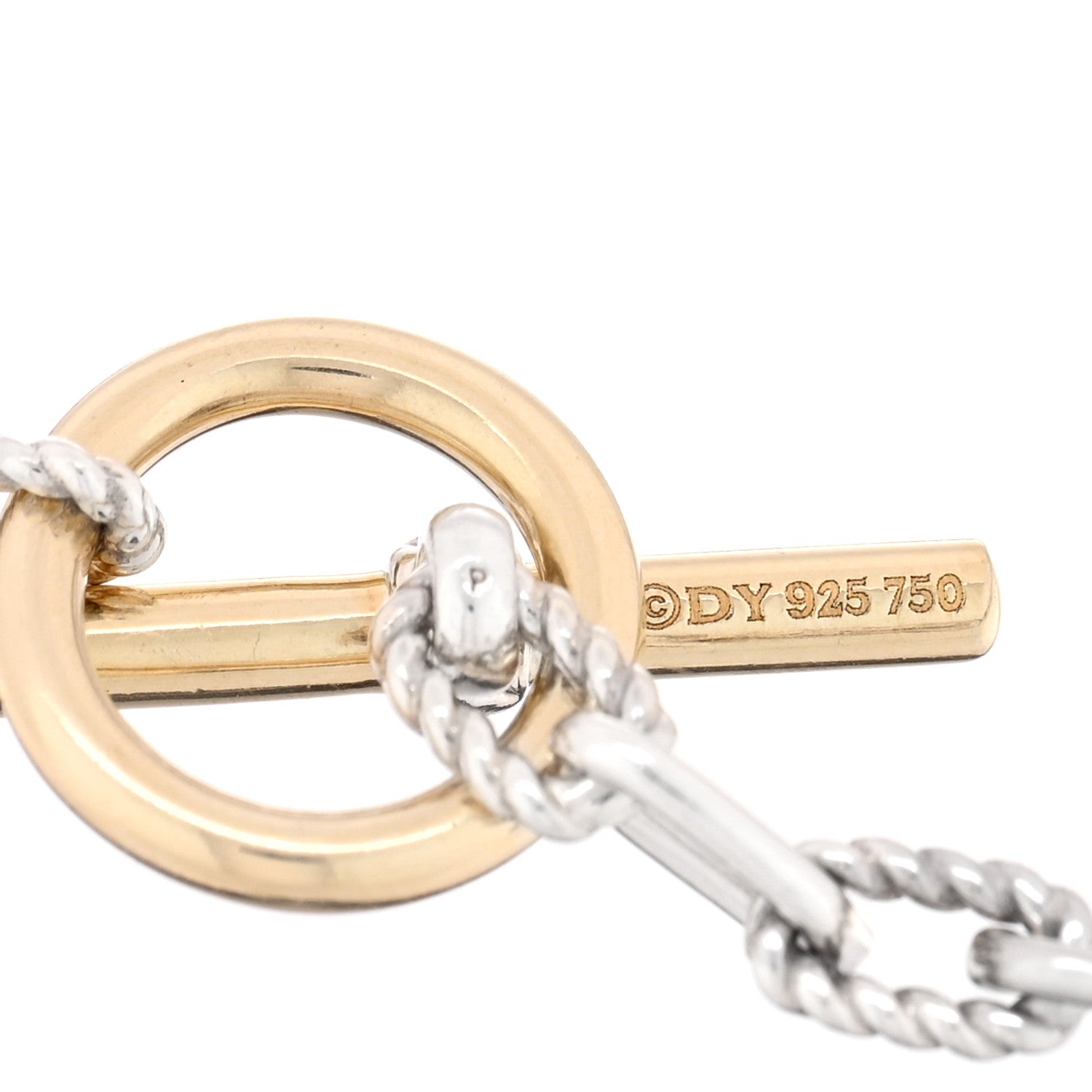 David Yurman Sterling Silver 18K Yellow Gold 3mm DY Madison Toggle Chain Bracelet 3 of 4