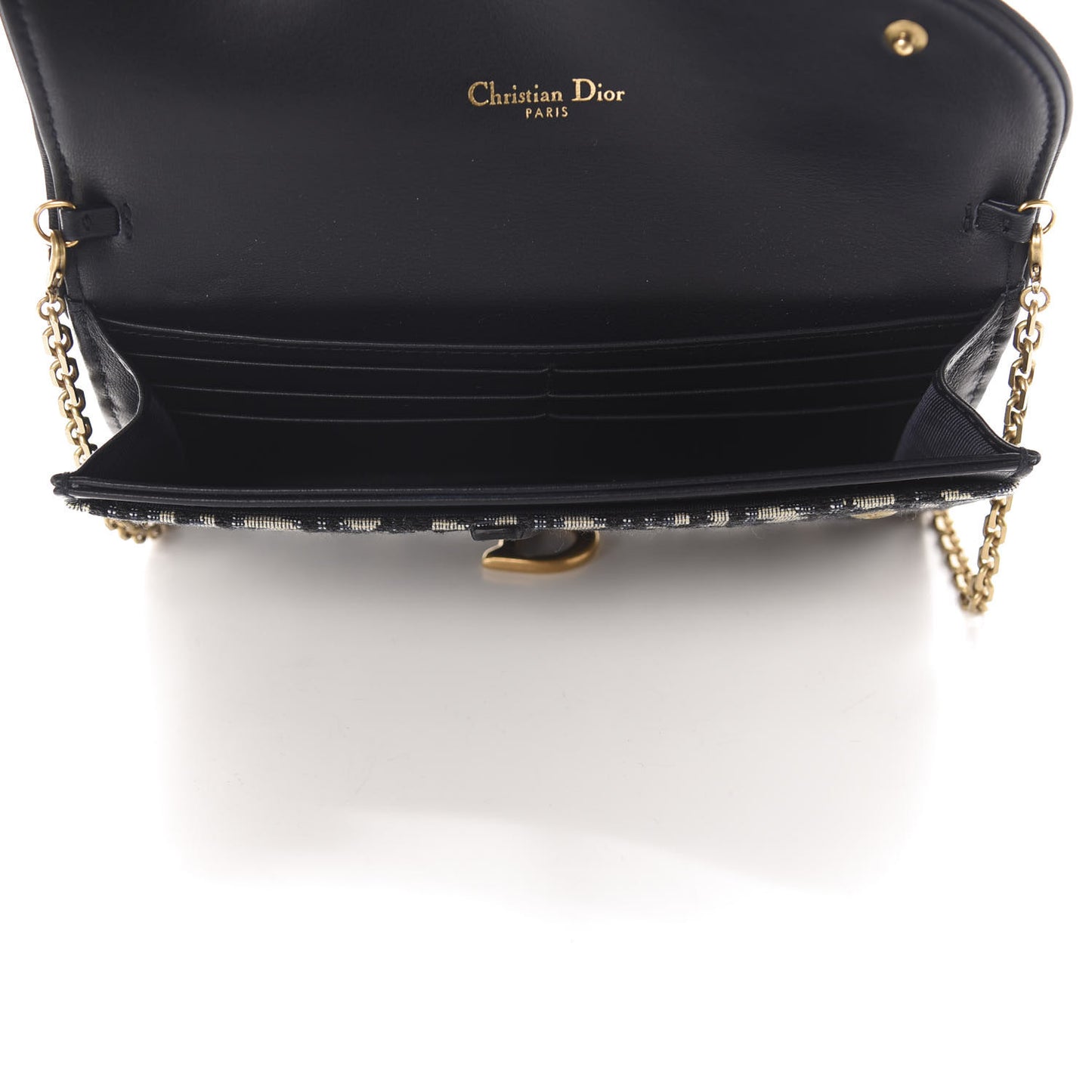 Oblique Saddle Chain Long Wallet Blue
