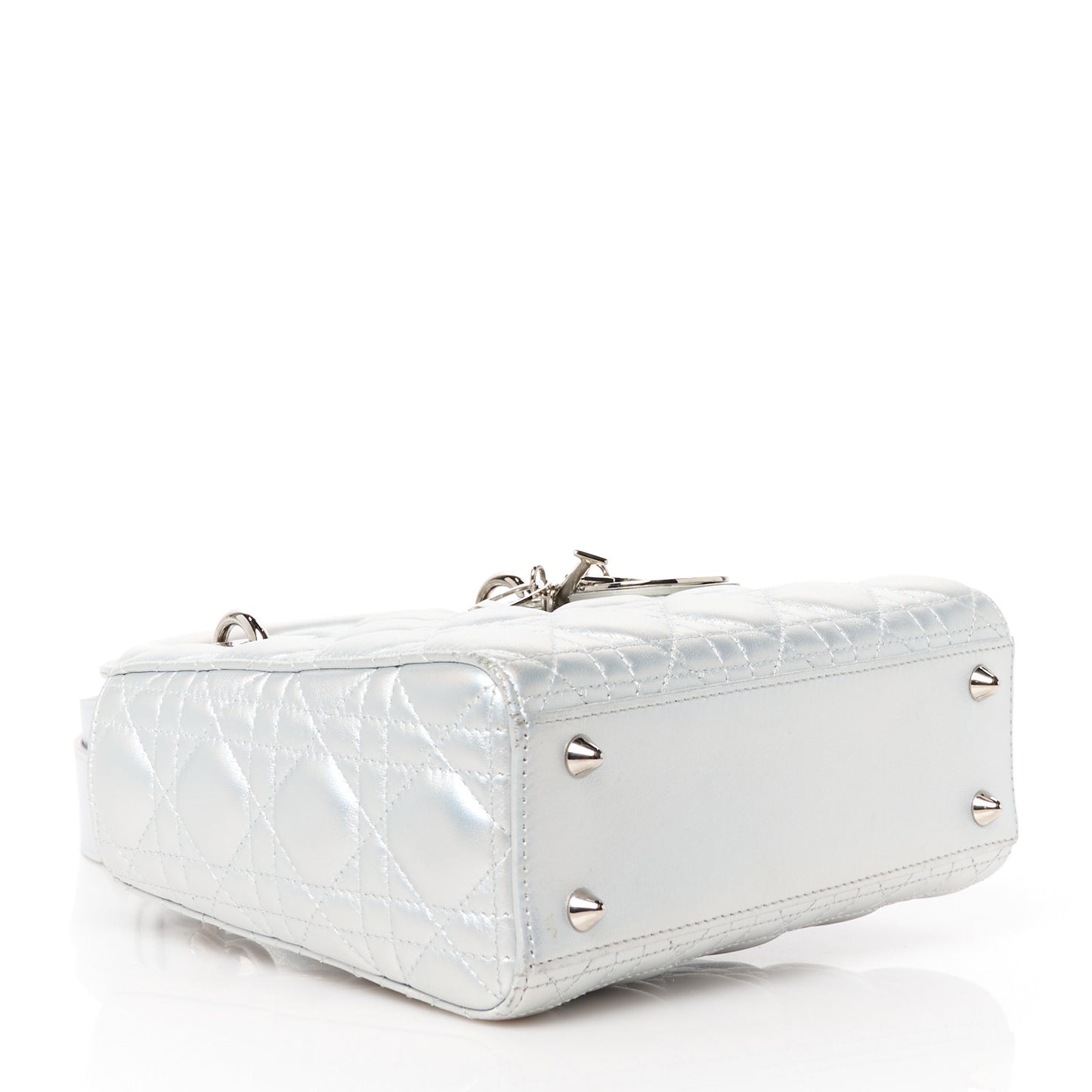 Iridescent Metallic Lambskin Cannage Small My ABCDior Lady Dior Silver