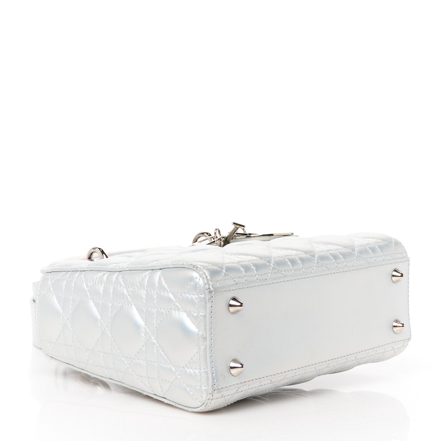 Christian Dior Iridescent Metallic Lambskin Cannage Small My ABCDior Lady Dior Silver 4 of 10