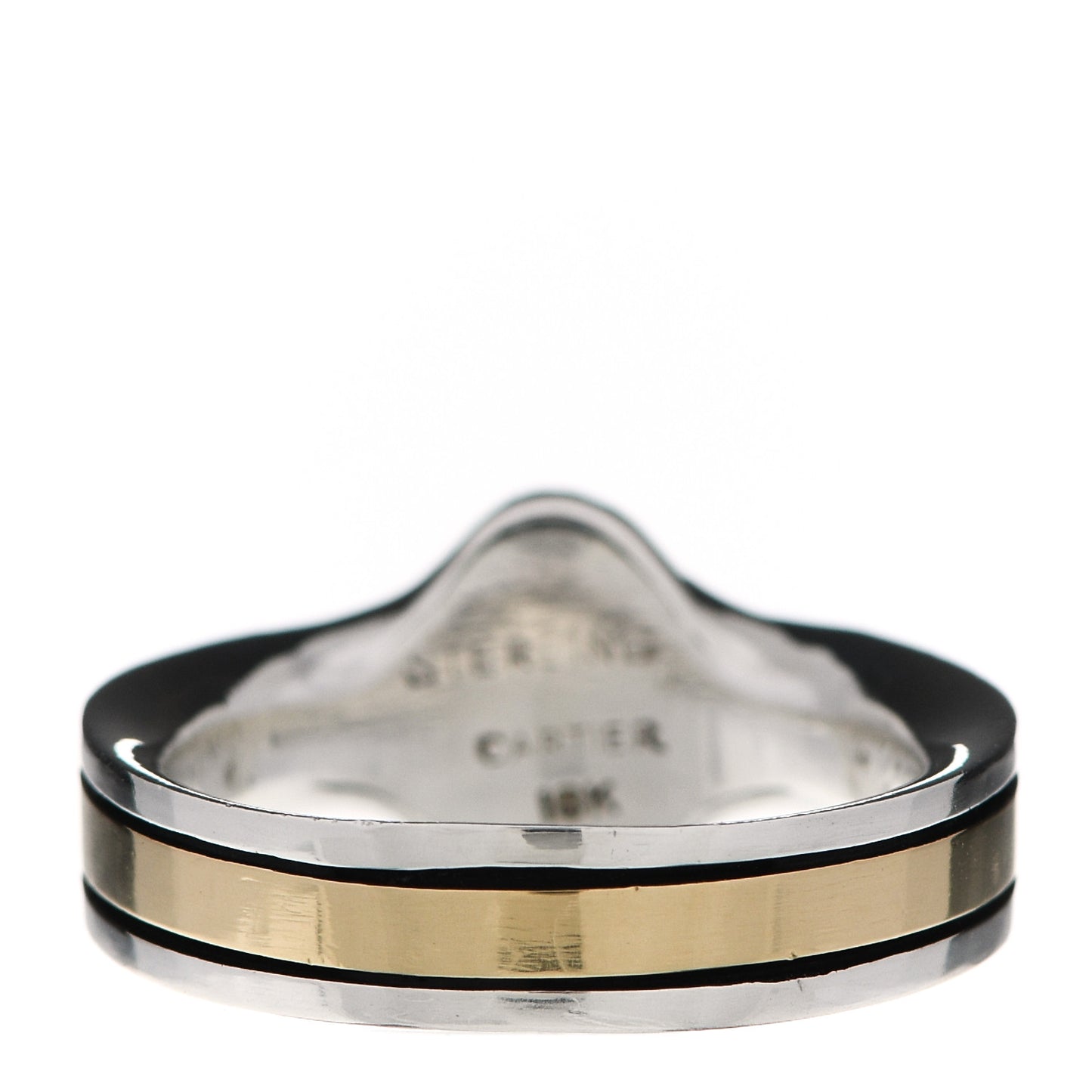 Sterling Silver 18K Yellow Gold Logo Band Ring 51 5.75