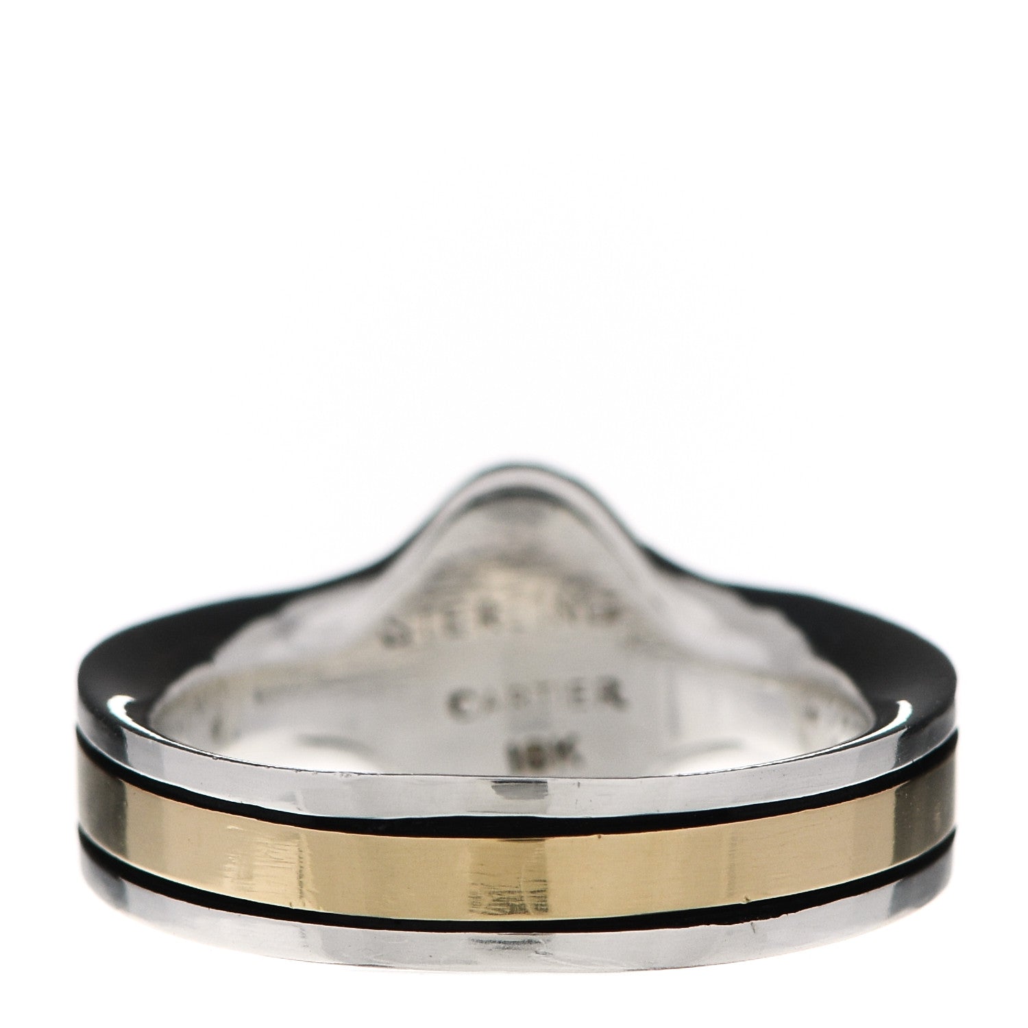 Cartier Sterling Silver 18K Yellow Gold Logo Band Ring 51 5.75 3 of 4