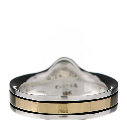 Cartier Sterling Silver 18K Yellow Gold Logo Band Ring 51 5.75 3 of 4