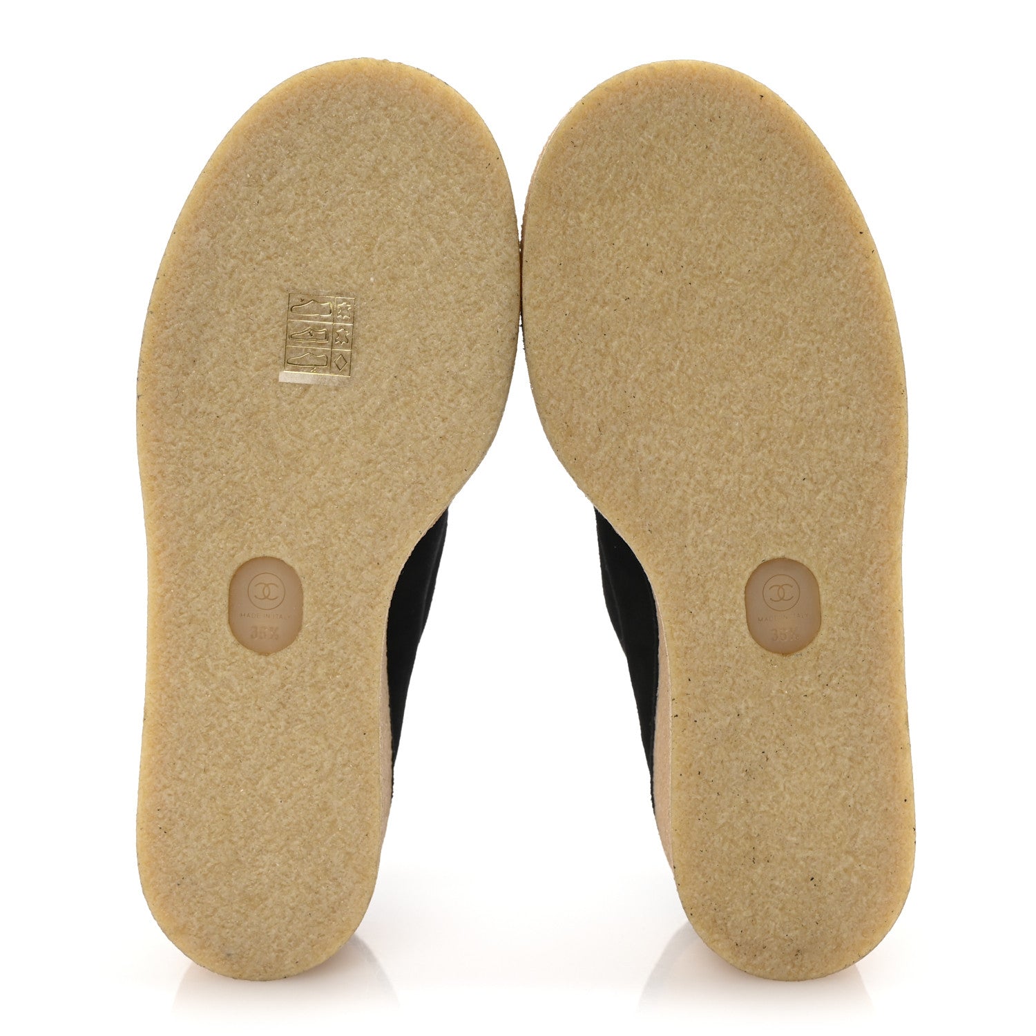 Chanel Suede Calfskin Lace Up Wedge Booties 36.5 Black 6 of 10