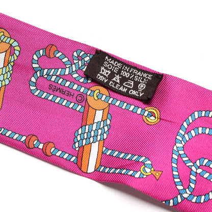 Hermes Silk Cordages Twilly Scarf Fuchsia Vert Orange 3 of 4