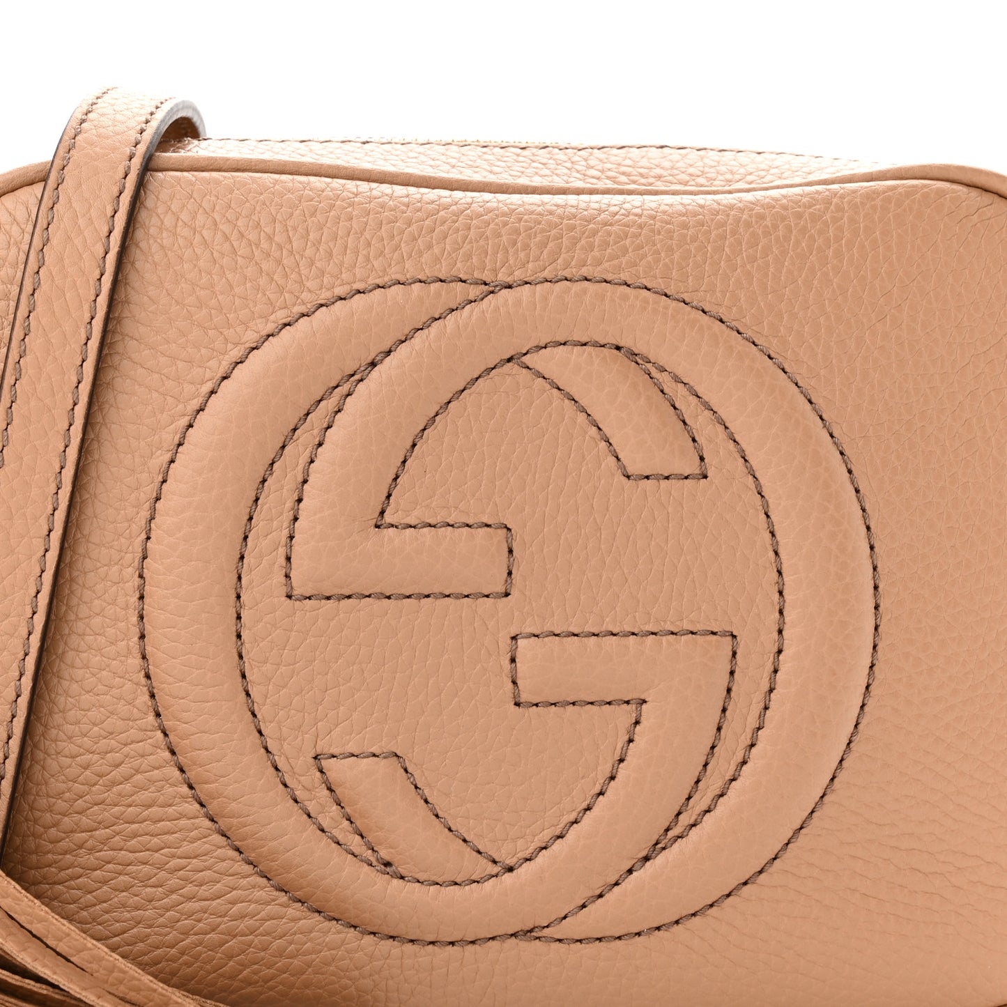 Pebbled Calfskin Small Soho Disco Bag Camelia