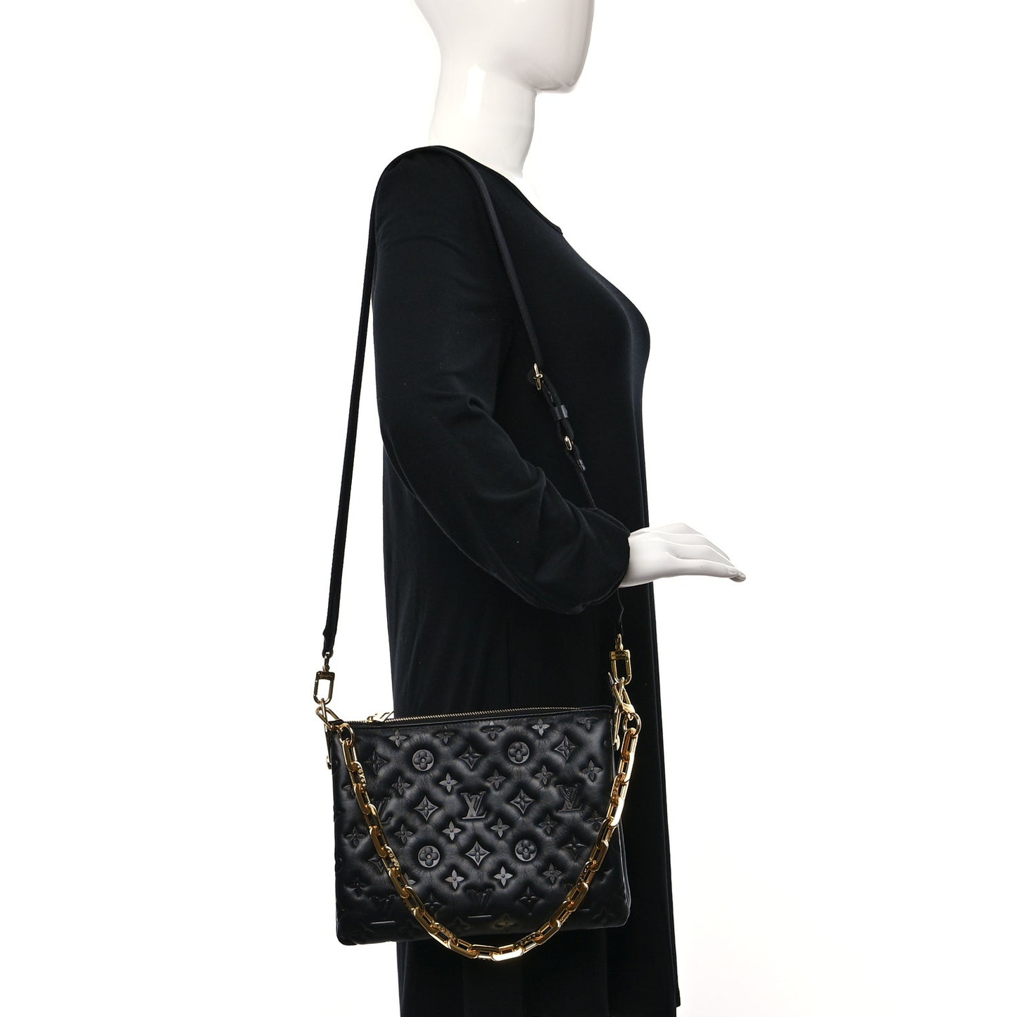 Lambskin Embossed Monogram Coussin PM Black