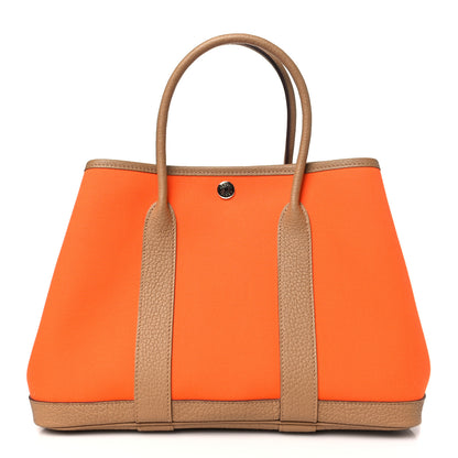 Hermes Toile Officier Negonda Garden Party Tote 30 Orange Biscuit 1 of 11