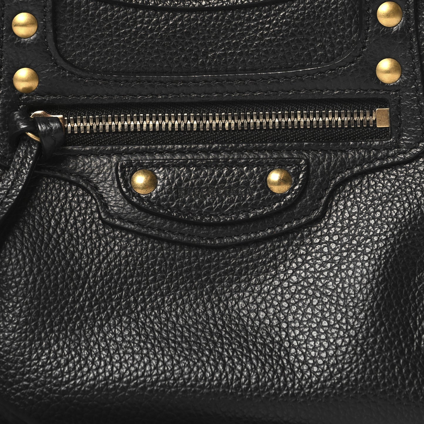 Grained Calfskin Neo Classic Gold Hardware Nano City Crossbody Black